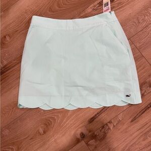 Vineyard Vines Light Green Scalloped Mini Skirt